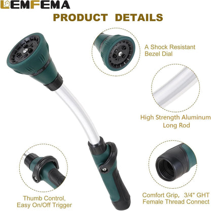 15 Inches Watering Wand & 8 Adjustable Watering Patterns and Valve