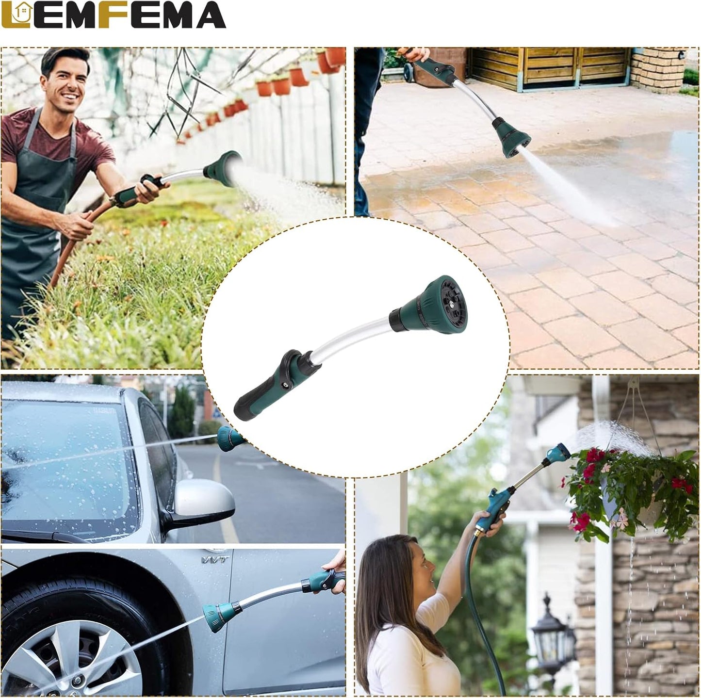 15 Inches Watering Wand & 8 Adjustable Watering Patterns and Valve