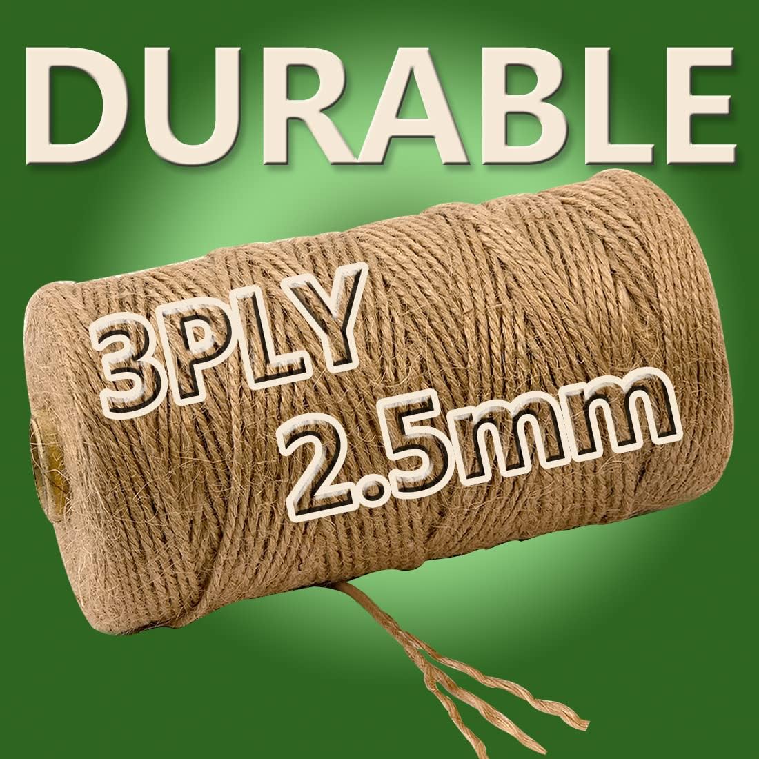 Garden Twine Strong Natural Jute 800 Feet Long Green Twine for Gardening Tomato Climbing Plant Tie Floristry Crafts Gift Wrapping Packing Decor (Green 2mm * 800feet)