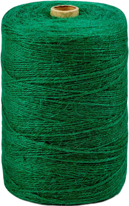 Garden Twine Strong Natural Jute 800 Feet Long Green Twine for Gardening Tomato Climbing Plant Tie Floristry Crafts Gift Wrapping Packing Decor (Green 2mm * 800feet)