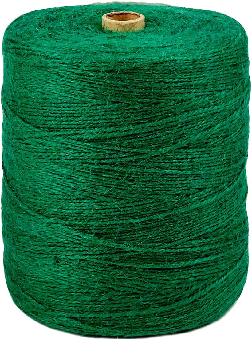 Garden Twine Strong Natural Jute 800 Feet Long Green Twine for Gardening Tomato Climbing Plant Tie Floristry Crafts Gift Wrapping Packing Decor (Green 2mm * 800feet)
