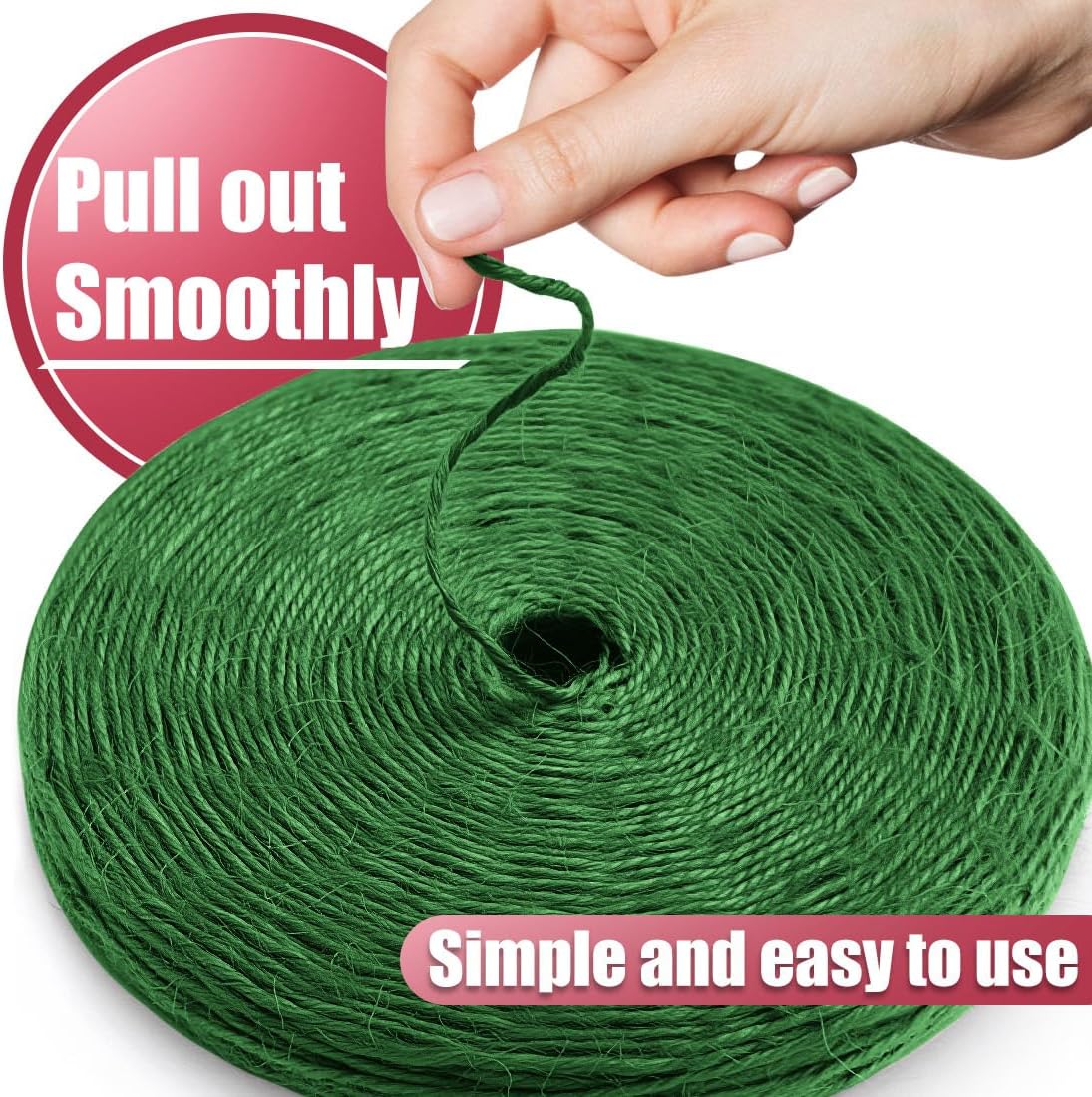 Garden Twine Strong Natural Jute 800 Feet Long Green Twine for Gardening Tomato Climbing Plant Tie Floristry Crafts Gift Wrapping Packing Decor (Green 2mm * 800feet)