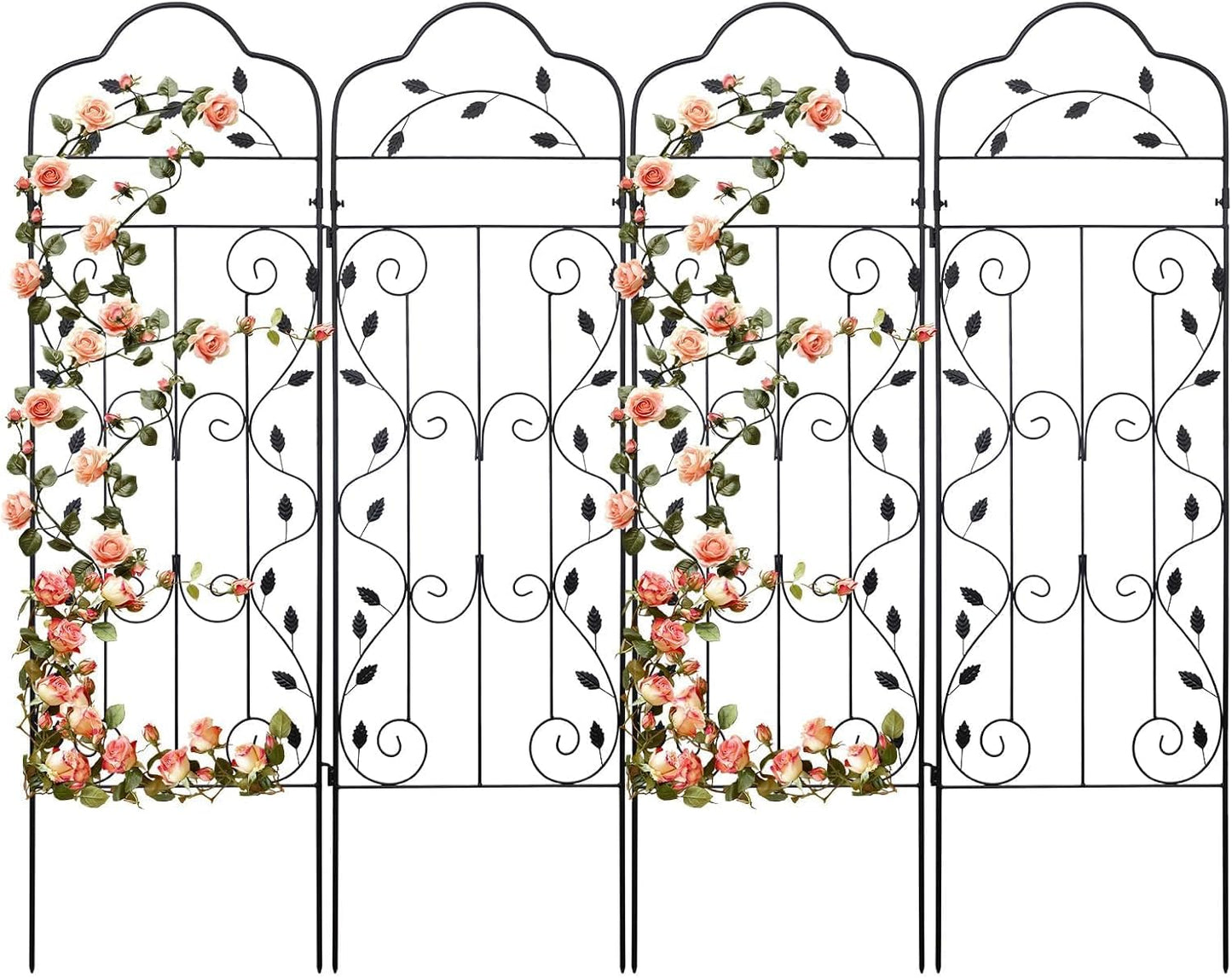 4 Packs 84 * 19 inch Metal Garden Trellis for Climbing Plants Outdoor,Heavy Duty,Black Coating Rustproof Trellis for Rose, Vegetable, Flowers, Expandable,Perfect for Training Climbing Plants