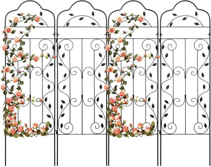 4 Packs 84 * 19 inch Metal Garden Trellis for Climbing Plants Outdoor,Heavy Duty,Black Coating Rustproof Trellis for Rose, Vegetable, Flowers, Expandable,Perfect for Training Climbing Plants