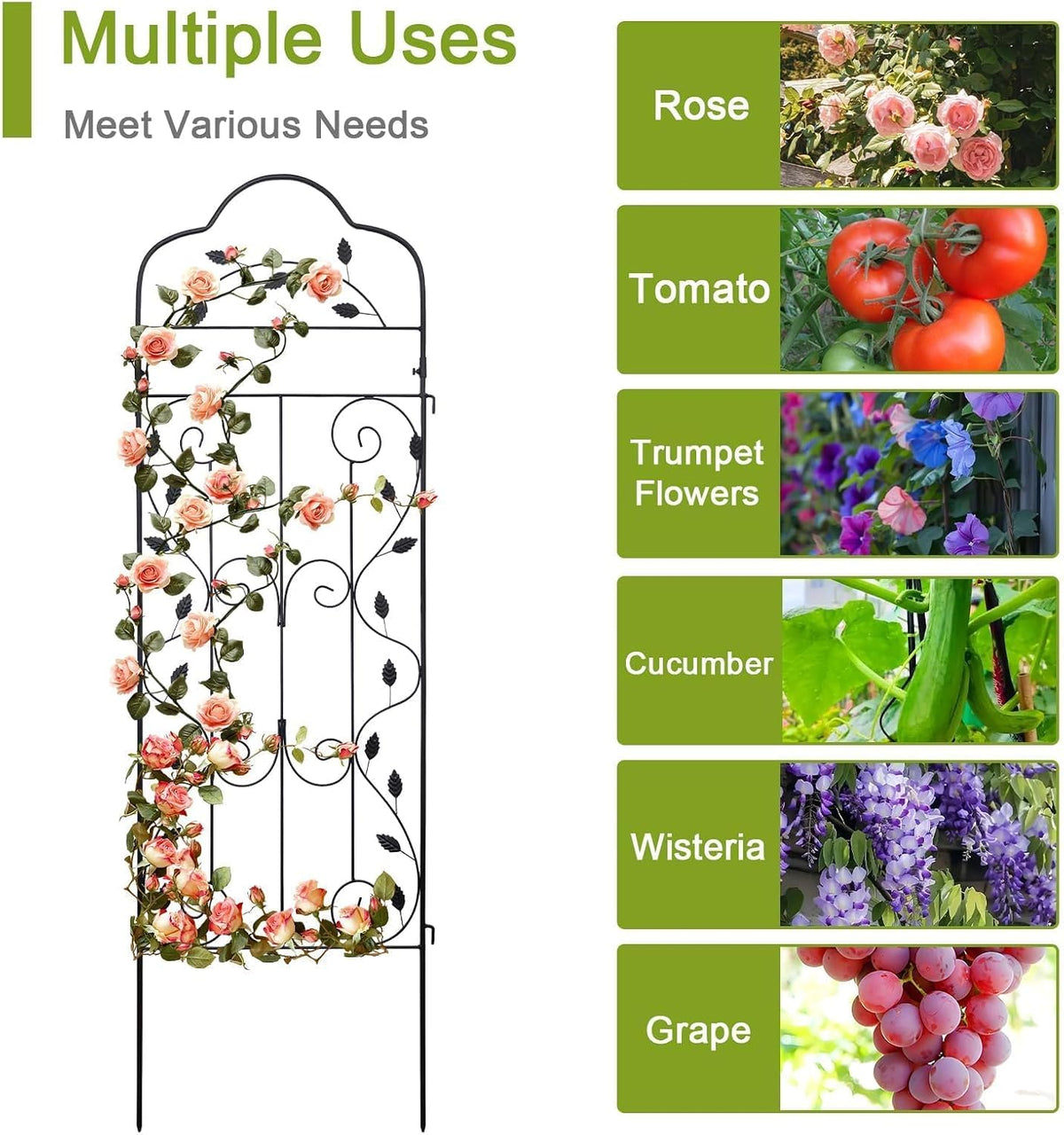 4 Packs 84 * 19 inch Metal Garden Trellis for Climbing Plants Outdoor,Heavy Duty,Black Coating Rustproof Trellis for Rose, Vegetable, Flowers, Expandable,Perfect for Training Climbing Plants