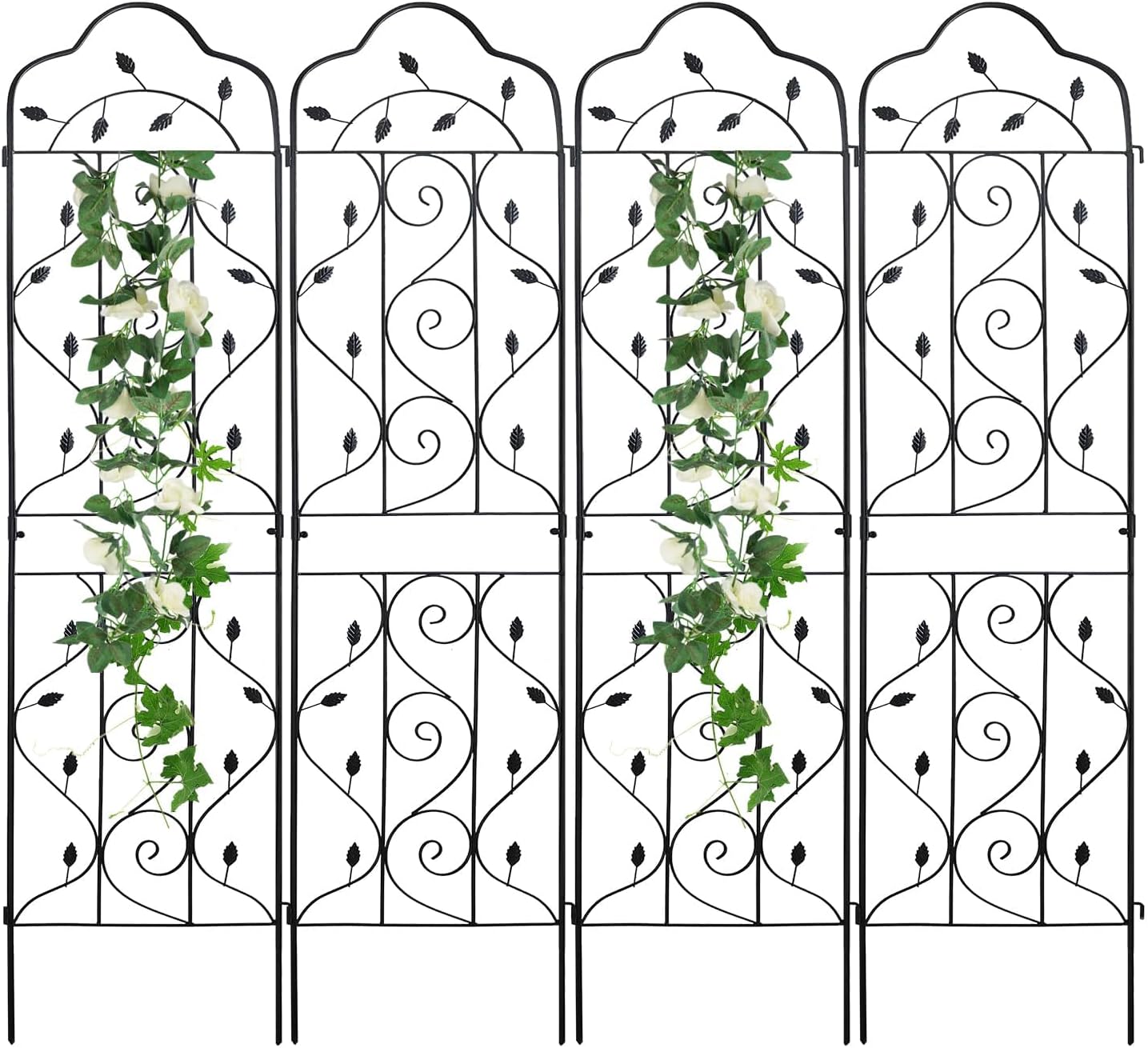 4 Packs 84 * 19 inch Metal Garden Trellis for Climbing Plants Outdoor,Heavy Duty,Black Coating Rustproof Trellis for Rose, Vegetable, Flowers, Expandable,Perfect for Training Climbing Plants