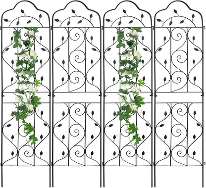 4 Packs 84 * 19 inch Metal Garden Trellis for Climbing Plants Outdoor,Heavy Duty,Black Coating Rustproof Trellis for Rose, Vegetable, Flowers, Expandable,Perfect for Training Climbing Plants