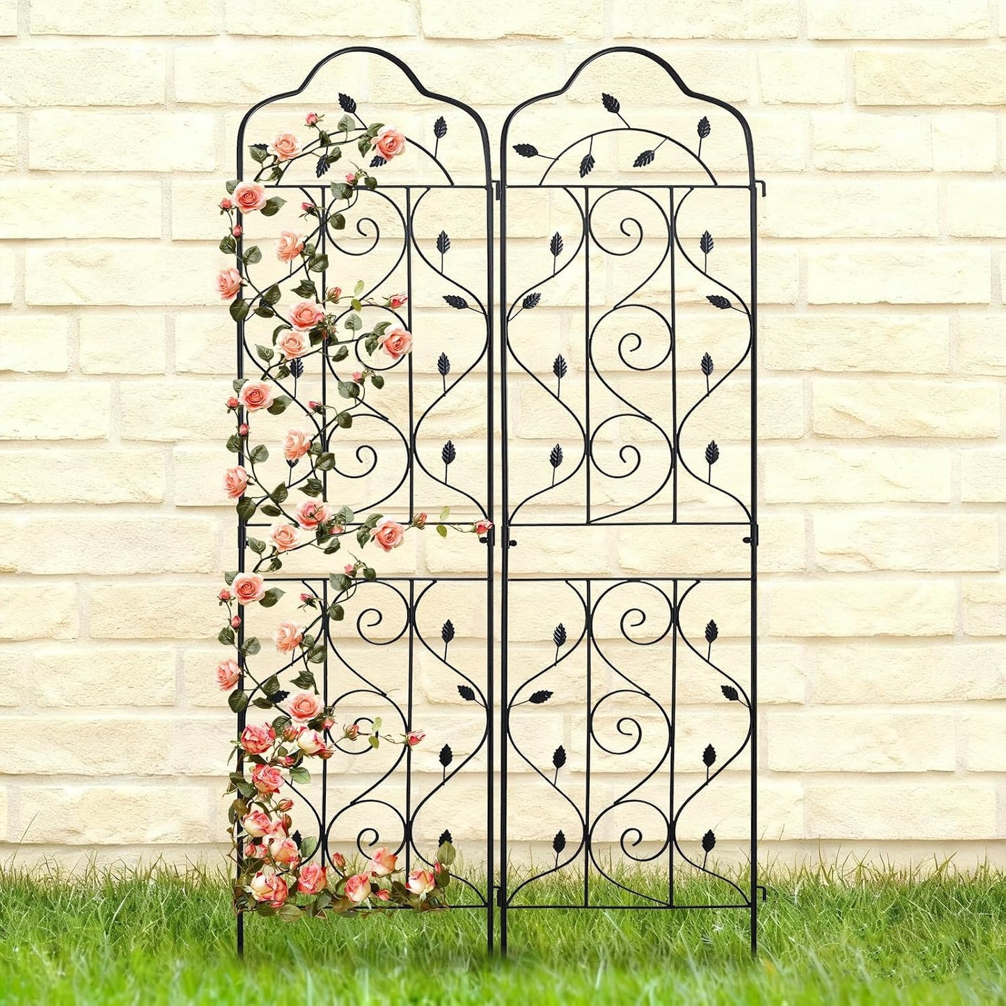 4 Packs 84 * 19 inch Metal Garden Trellis for Climbing Plants Outdoor,Heavy Duty,Black Coating Rustproof Trellis for Rose, Vegetable, Flowers, Expandable,Perfect for Training Climbing Plants