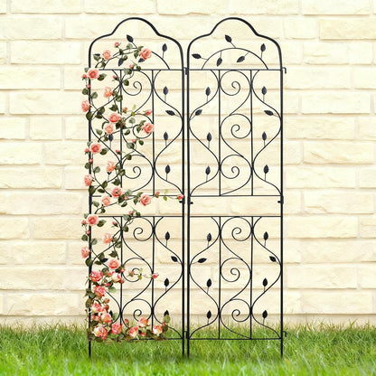 4 Packs 84 * 19 inch Metal Garden Trellis for Climbing Plants Outdoor,Heavy Duty,Black Coating Rustproof Trellis for Rose, Vegetable, Flowers, Expandable,Perfect for Training Climbing Plants