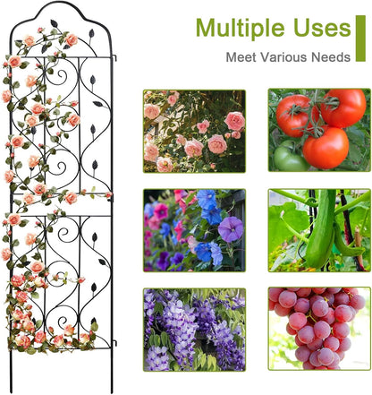 4 Packs 84 * 19 inch Metal Garden Trellis for Climbing Plants Outdoor,Heavy Duty,Black Coating Rustproof Trellis for Rose, Vegetable, Flowers, Expandable,Perfect for Training Climbing Plants