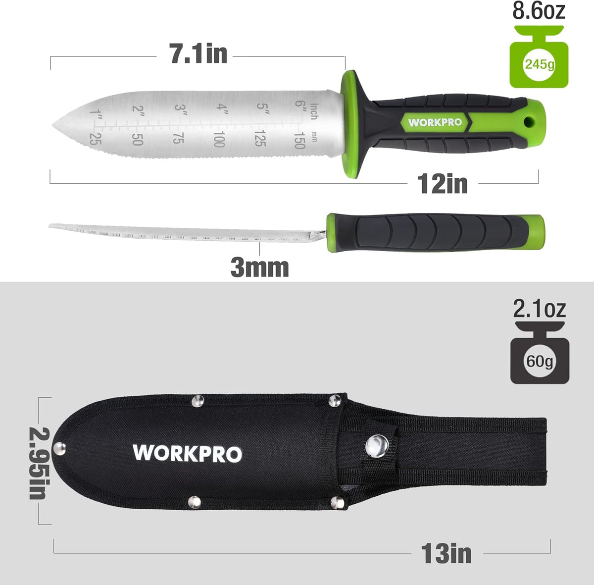 Hori Hori Garden Knife, Garden Tools with Oxford Sheath