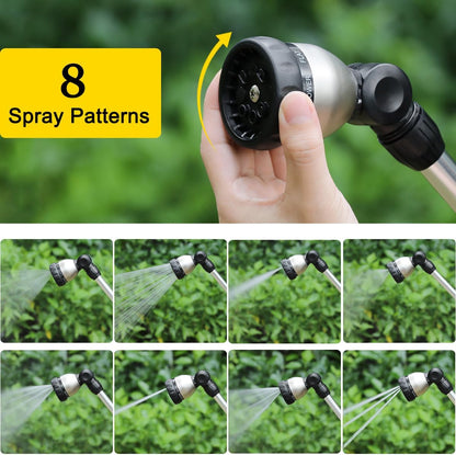 Garden Hose Wand Heavy Duty, 16 Inches Metal Watering Wand with 8 Spray Patterns, 180° Rotating Long Hose Nozzle Sprayer Wand with Thumb Flow Control for Watering Hanging Baskets and Shrubs