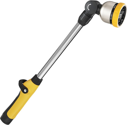 Garden Hose Wand Heavy Duty, 16 Inches Metal Watering Wand with 8 Spray Patterns, 180° Rotating Long Hose Nozzle Sprayer Wand with Thumb Flow Control for Watering Hanging Baskets and Shrubs