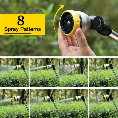 Garden Hose Wand Heavy Duty, 16 Inches Metal Watering Wand with 8 Spray Patterns, 180° Rotating Long Hose Nozzle Sprayer Wand with Thumb Flow Control for Watering Hanging Baskets and Shrubs