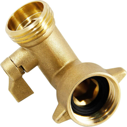 90 Degree Garden Hose Adapter with Shut Off Valves, 3/4" Solid Brass Garden Hose Elbow Connector with 2 Extra Pressure Washers (1)