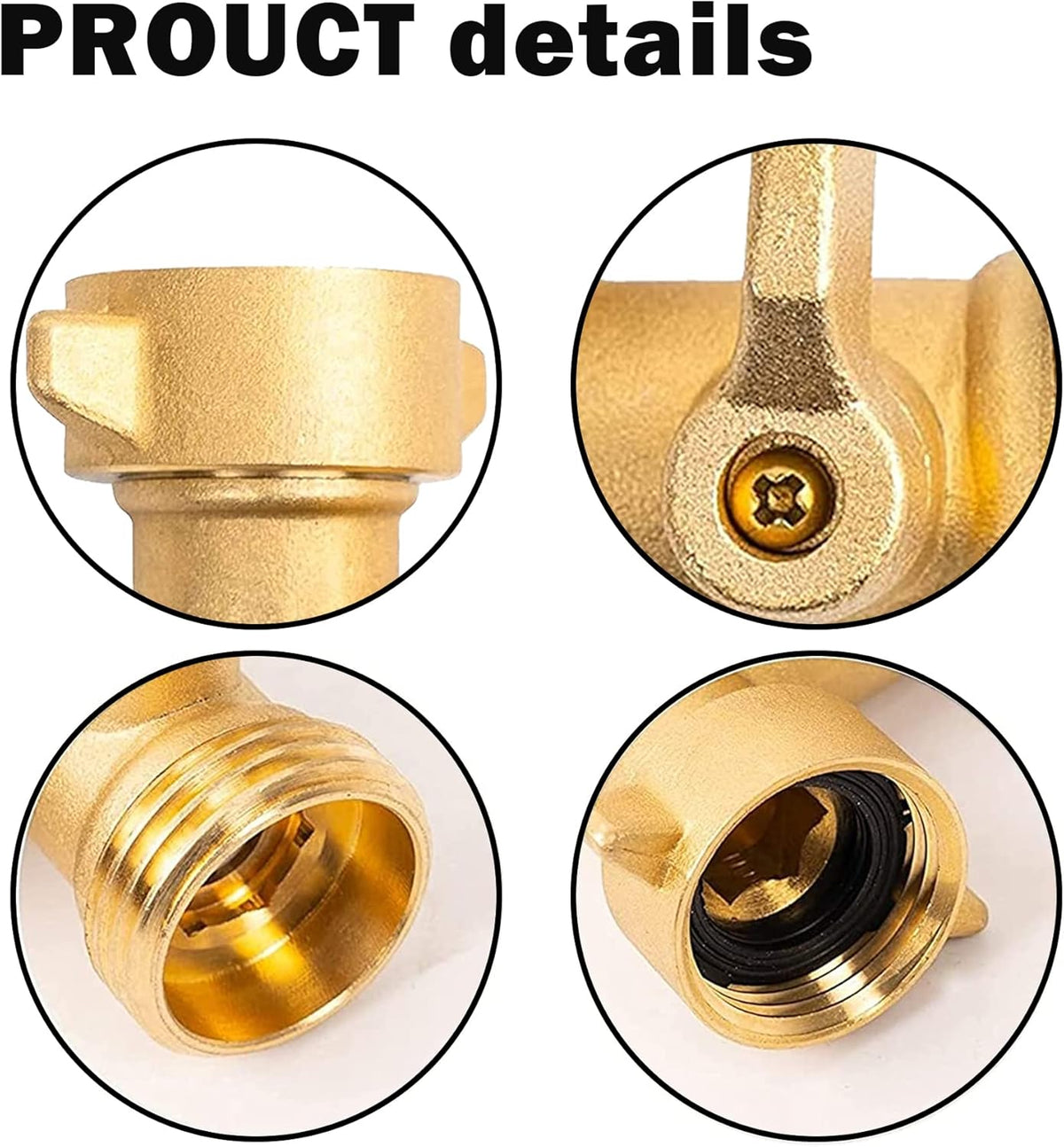 90 Degree Garden Hose Adapter with Shut Off Valves, 3/4" Solid Brass Garden Hose Elbow Connector with 2 Extra Pressure Washers (1)