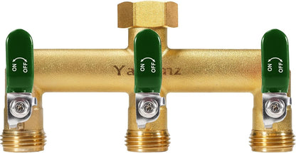 3 Way Garden Hose Splitter, 3/4" GHT Outdoor Water Spigot Splitter