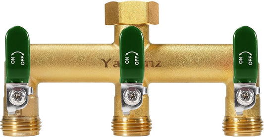 3 Way Garden Hose Splitter, 3/4" GHT Outdoor Water Spigot Splitter