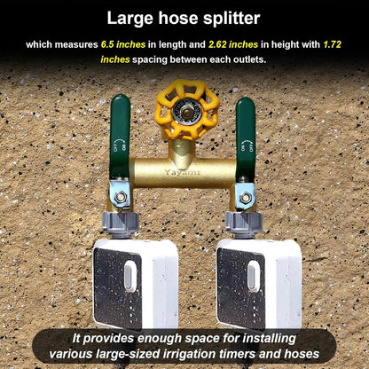 3 Way Garden Hose Splitter, 3/4" GHT Outdoor Water Spigot Splitter