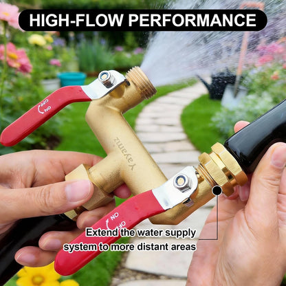 3 Way Garden Hose Splitter, 3/4" GHT Outdoor Water Spigot Splitter