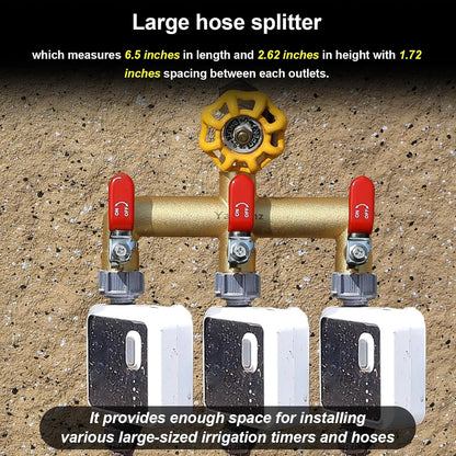 3 Way Garden Hose Splitter, 3/4" GHT Outdoor Water Spigot Splitter