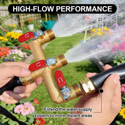 3 Way Garden Hose Splitter, 3/4" GHT Outdoor Water Spigot Splitter