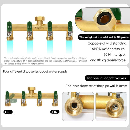 3 Way Garden Hose Splitter, 3/4" GHT Outdoor Water Spigot Splitter