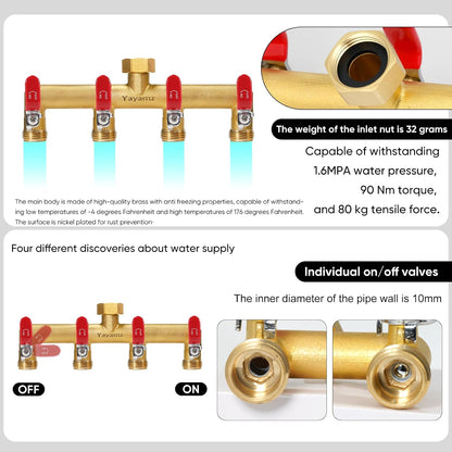 3 Way Garden Hose Splitter, 3/4" GHT Outdoor Water Spigot Splitter