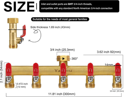 3 Way Garden Hose Splitter, 3/4" GHT Outdoor Water Spigot Splitter
