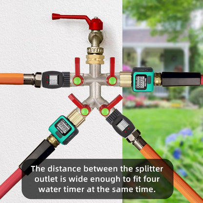 Hose Splitter 2 Way, High Flow Garden Hose Splitter, 3/4” Ght Inlet Brass Heavy Duty Hose Converter, Full Flow water 2 Way Faucet hose splitter, Long Handle Hose Valve Large Outlet.