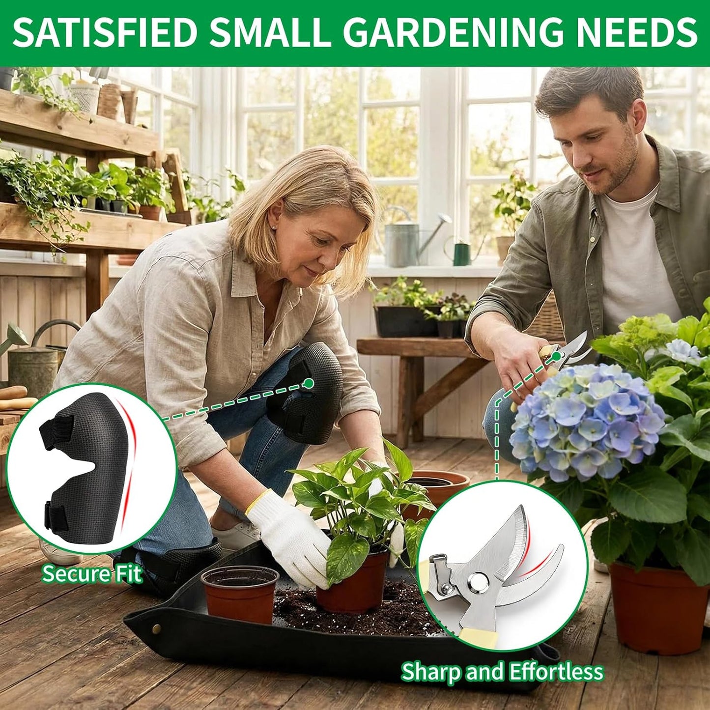 Gardening Tool Set, 10Pc Heavy Duty Garden Kit with Repotting Mat