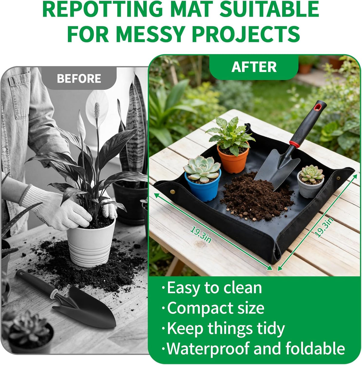 Gardening Tool Set, 10Pc Heavy Duty Garden Kit with Repotting Mat