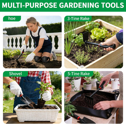 Gardening Tool Set, 10Pc Heavy Duty Garden Kit with Repotting Mat