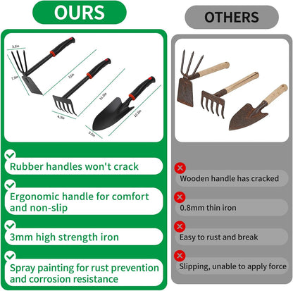 Gardening Tool Set, 10Pc Heavy Duty Garden Kit with Repotting Mat