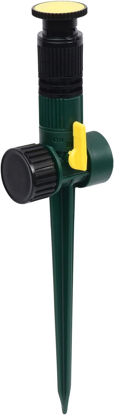 Multi Adjustable Lawn Sprinkler on a Spike with Integrated Flow-Control, Waters Up to 30 ft. Diameter, Adjustable Spray Angle ,Direction and Length