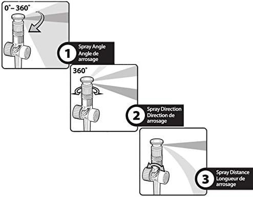 Multi Adjustable Lawn Sprinkler on a Spike with Integrated Flow-Control, Waters Up to 30 ft. Diameter, Adjustable Spray Angle ,Direction and Length