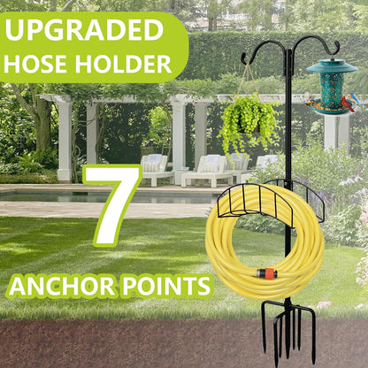 Garden Hose Holder Stand - Frestanding Heavy Duty Metal Water Hose Hanger, Detachable Hose Storage Organizer Holds 150ft, 2-Pack for Outside Yard Lawn (Black)
