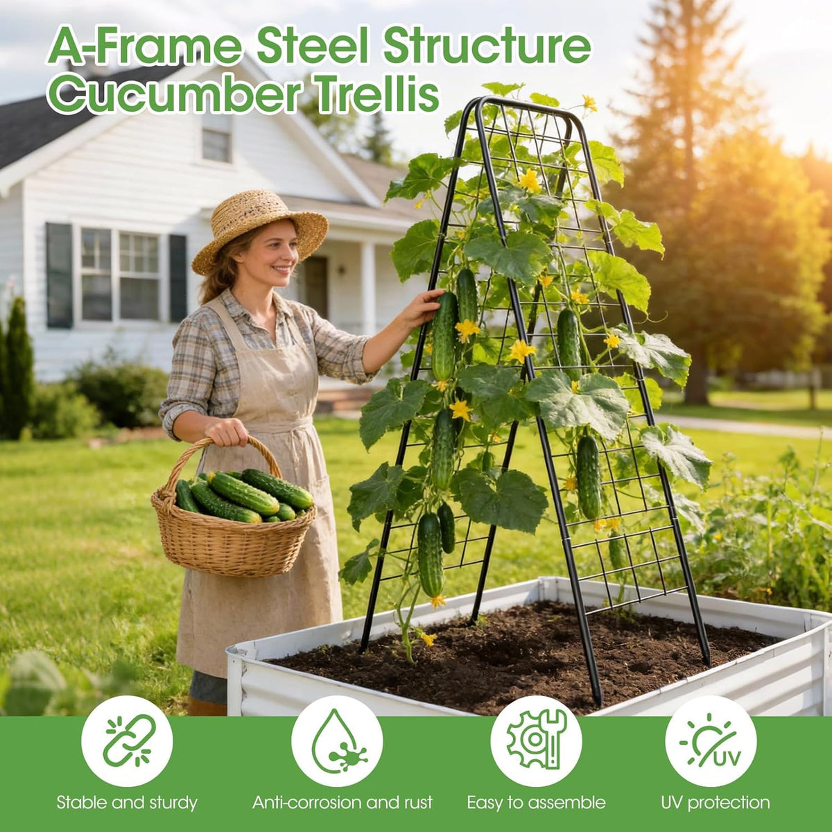 Heavy Duty Cucumber Trellis, 50" x 17" A-Frame Garden Trellis