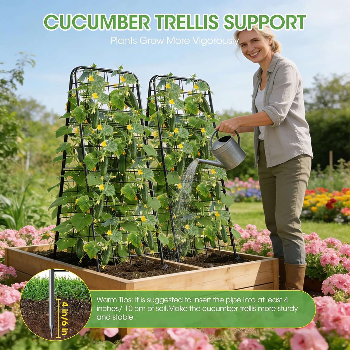 Heavy Duty Cucumber Trellis, 50" x 17" A-Frame Garden Trellis