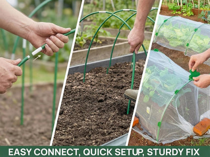 Garden Netting Kit for Raised Beds, 10x30FT Plant Cover Ultra Fine Mesh Netting & 6 Sets Fiberglass Garden Hoops & 18 Clip, Vegetable Plants Fruits Row Cover Birds Animals Barrier Protection Net