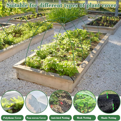 Garden Netting Kit for Raised Beds, 10x30FT Plant Cover Ultra Fine Mesh Netting & 6 Sets Fiberglass Garden Hoops & 18 Clip, Vegetable Plants Fruits Row Cover Birds Animals Barrier Protection Net