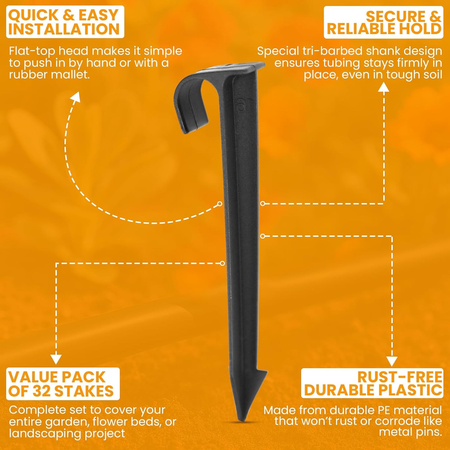 1/2" Irrigation Tubing Anchor Stakes 32-Pack