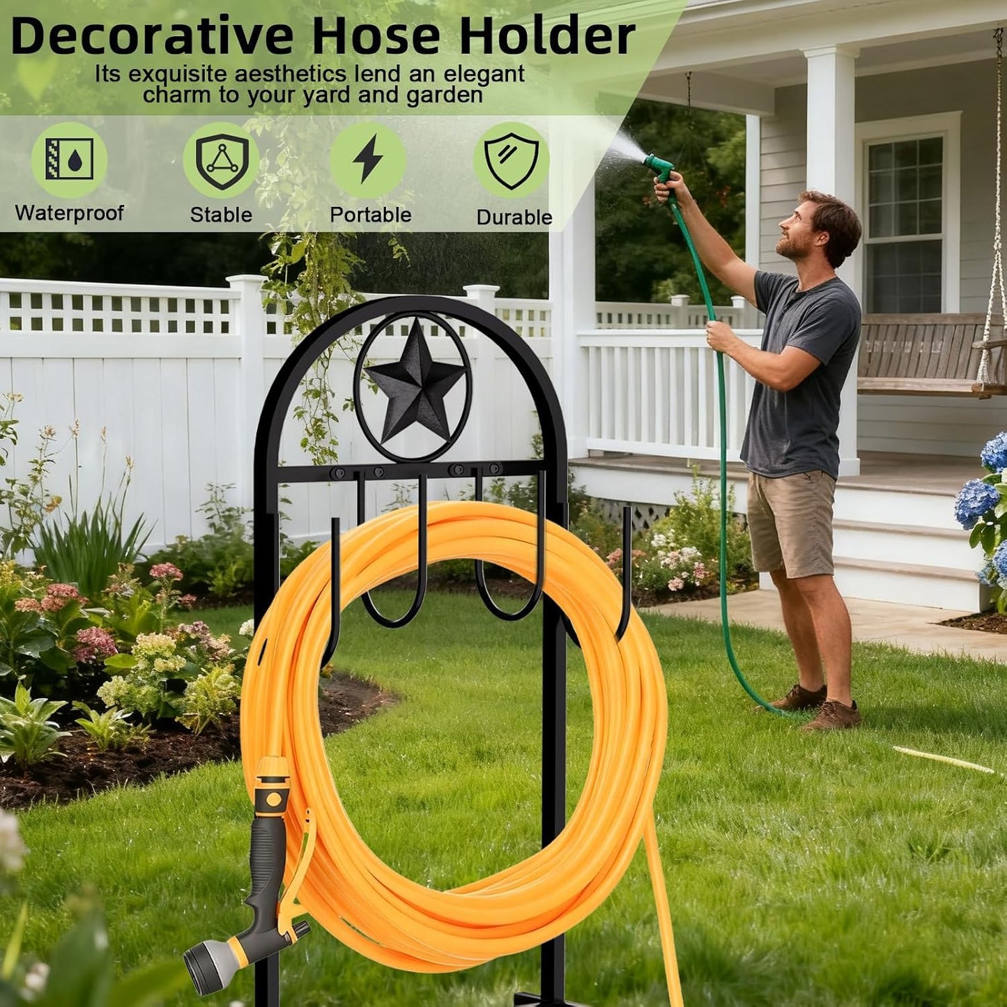 Garden Hose Holder,100ft Capacity Hose Reel,Star Style