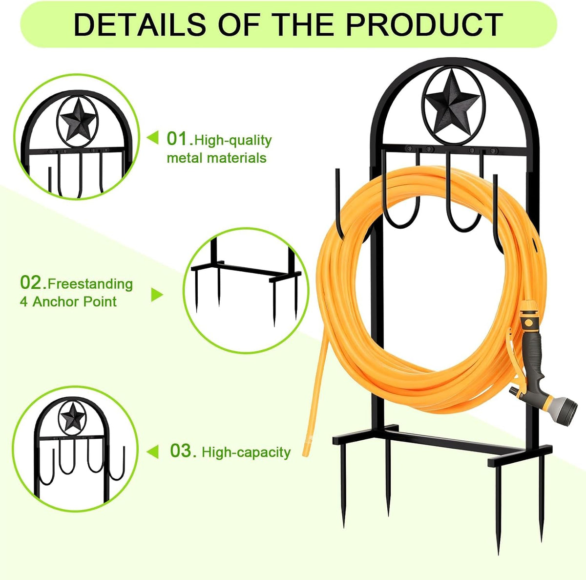Garden Hose Holder,100ft Capacity Hose Reel,Star Style