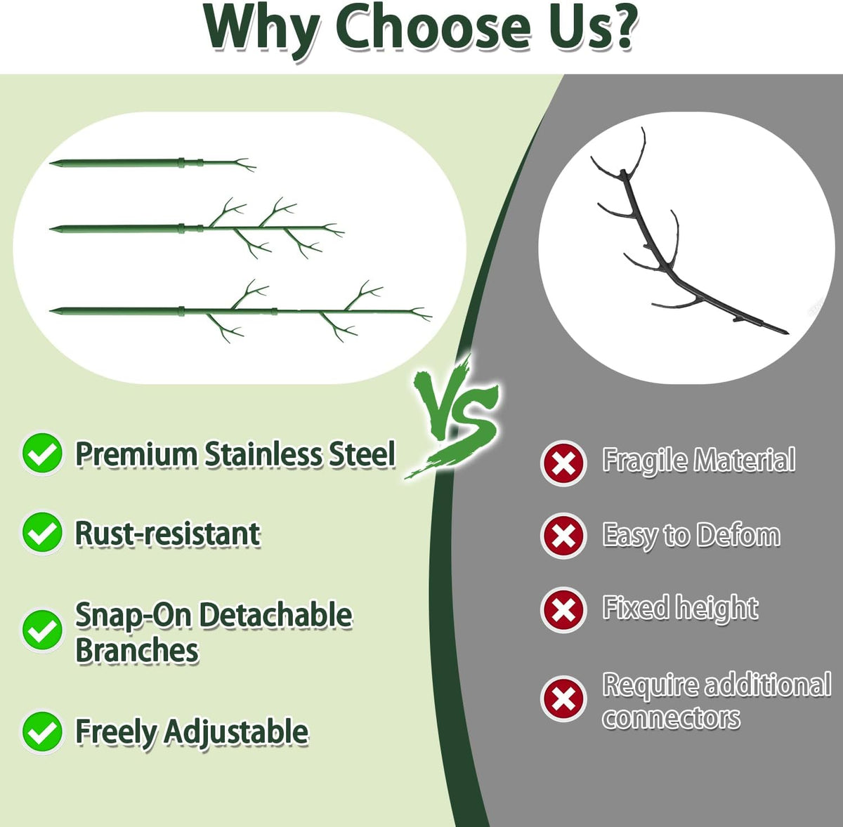 Telescoping Monstera Support Stakes, Detachable Plant Sticks 2 Pack