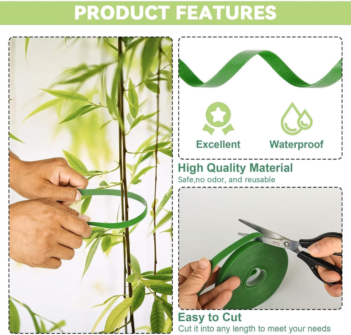 Green Garden Tie,Plant Ties for Climbing Plants,17FT Plant Supports for Effective Growing,Reusable and Adjustable,Plant Ties for Branches Flowers Tomatoes Indoor Outdoor Greenhouse