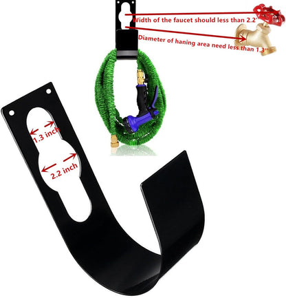 Garden Hose Hanger Wall Mount Heavy Duty Hose Holder Hook for 150ft 100ft 75ft 50ft Expandable Hose (Large, Black)
