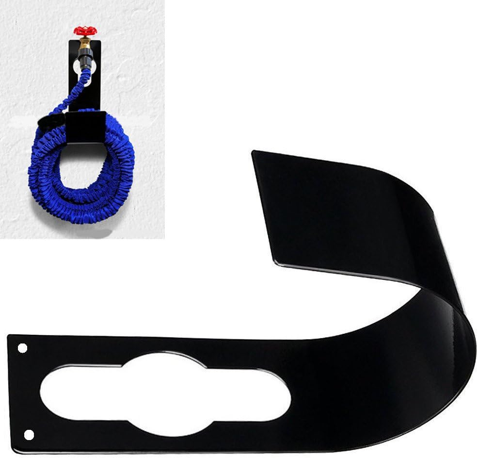 Garden Hose Hanger Wall Mount Heavy Duty Hose Holder Hook for 150ft 100ft 75ft 50ft Expandable Hose (Large, Black)
