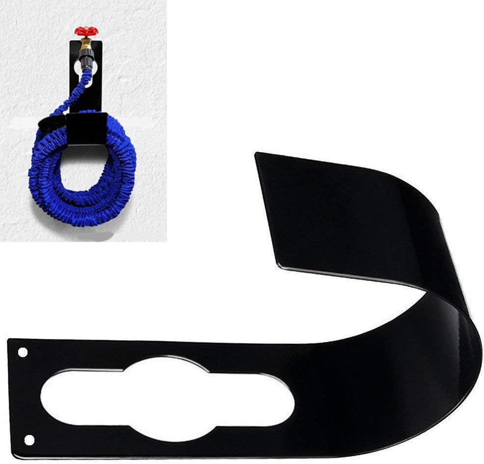 Garden Hose Hanger Wall Mount Heavy Duty Hose Holder Hook for 150ft 100ft 75ft 50ft Expandable Hose (Large, Black)