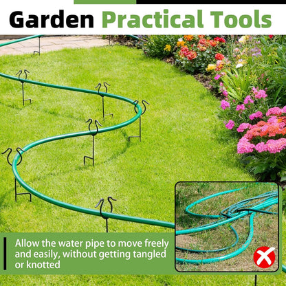5 Pack Garden Hose Guide Spike,14Inch Metal Hose Guides for Garden,Heavy Duty Hose Guide Stakes for Keeps Garden Hose Out of Flower Beds and Plant Protection (5, Black)